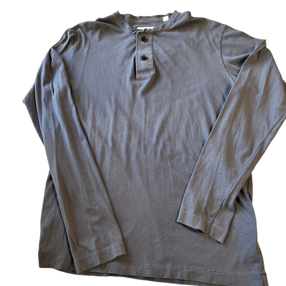 Billy Reid‎ Men's Gray Long Sleeve Henley Shirt Casual Button Up